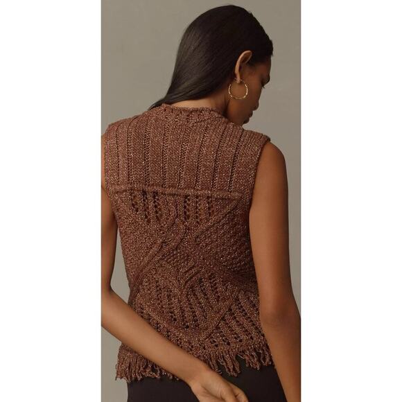 Anthropologie Pilcro Sweater Tank Fringe Crop Womens Size XS NWT Sequence - Picture 2 of 7
